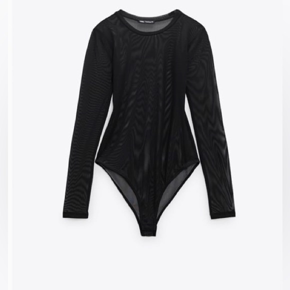 Zara Tops Zara Black Tulle Bodysuit Poshmark